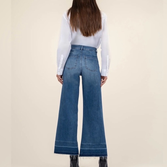 KUT Goldie Super Flare Jeans NWT Women’s 12 High Rise Wide Leg Patch Pocket - Picture 2 of 6